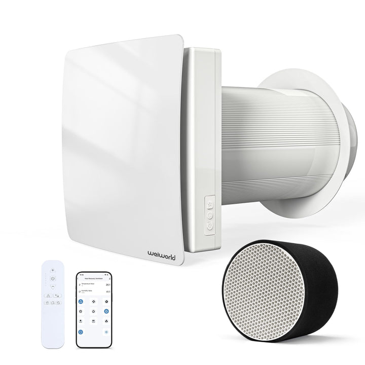 Weiworld VT501 Wärmerückgewinnungsgerät (HRV) mit keramischem Wärmetauscher, wandmontierte Wohnrauml