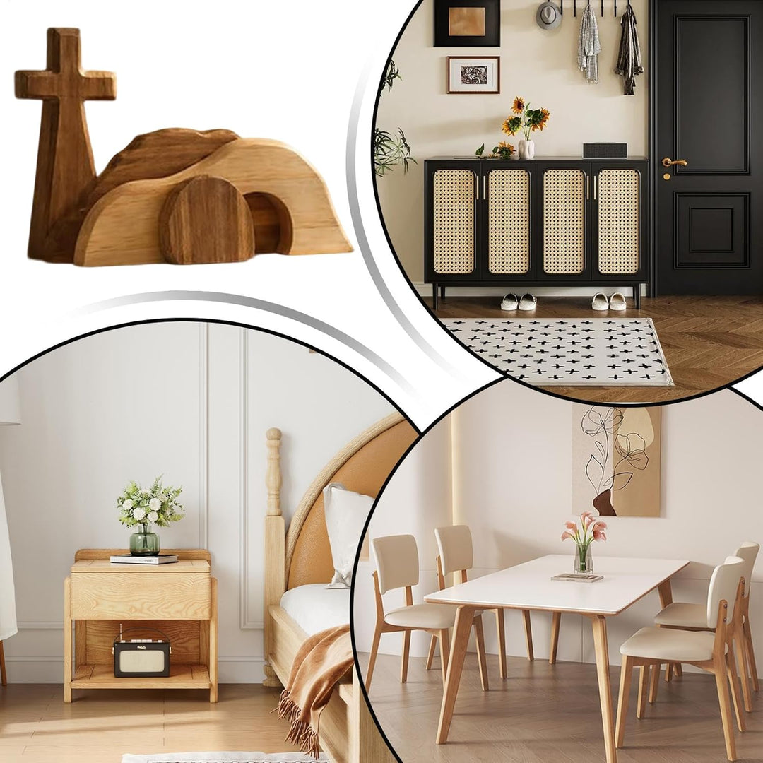 Generisch Leeres Grab aus Holz,Hölzerne Weihnachtskrippen Tischdekoration | -Grab-Deko für Zuhause -