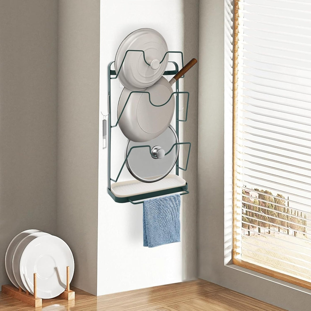 Topfdeckelhalter Wandmontage, Selbstklebend, 3 Schlitze, Topfdeckel-Organizer aus Metall für Küche,