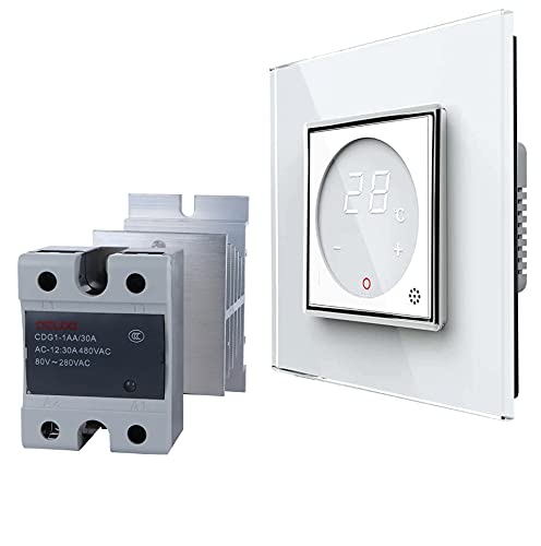 LIVOLO Digitales Touch Raumthermostat inkl. Chrom Glasrahmen mit Elektronischem Lastrelais für Fussb