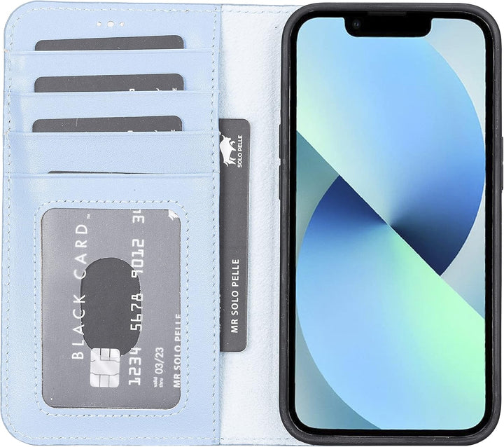 Solo Pelle Lederhülle kompatibel für iPhone 13 Pro in 6.1 Zoll abnehmbare Hülle (2in1) inkl. Kartenf