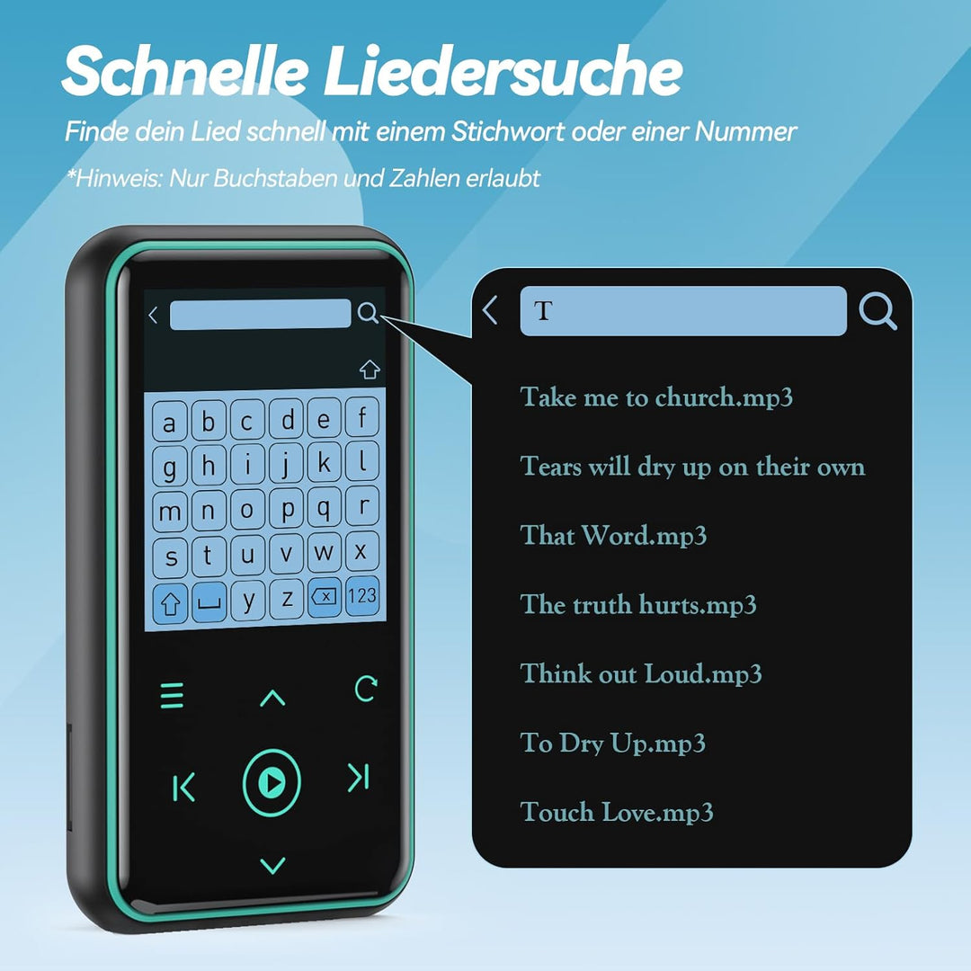 AGPTEK 64GB MP3 Player mit Sport Clip, Bluetooth 5.3 Player mit 1,8 Zoll TFT Farbbildschirm, Mini Mu