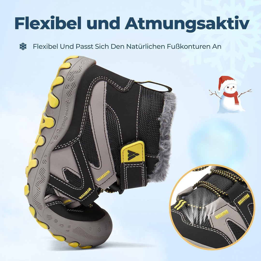 Mishansha Kinder Outdoor Winterschuhe Warm Gefüttert Winterstiefel, Gr.24-38 24 EU Ebenholz Schwarz,