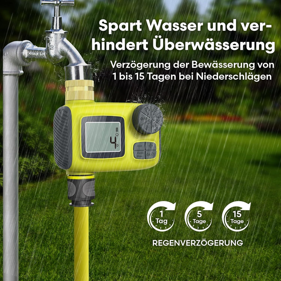 rainfactory Bewässerung Zeitschaltuhr, IPX5 wasserdicht, Water Timer, Digitale Zeitschaltuhr Wasserh