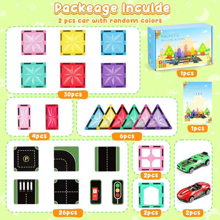 Perbabe Magnetische Bausteine, 72 Teile Magnete Kinder Stärker Magnetbausteine, Magnetische Fliesen