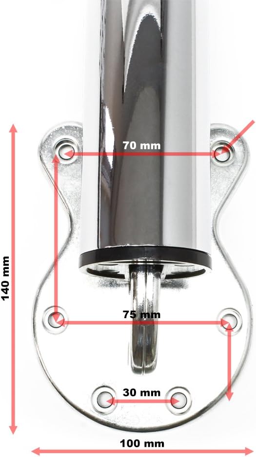 Wiltec Tischbein 4er Set Chrom Möbelfuss höhenverstellbar 70-110cm