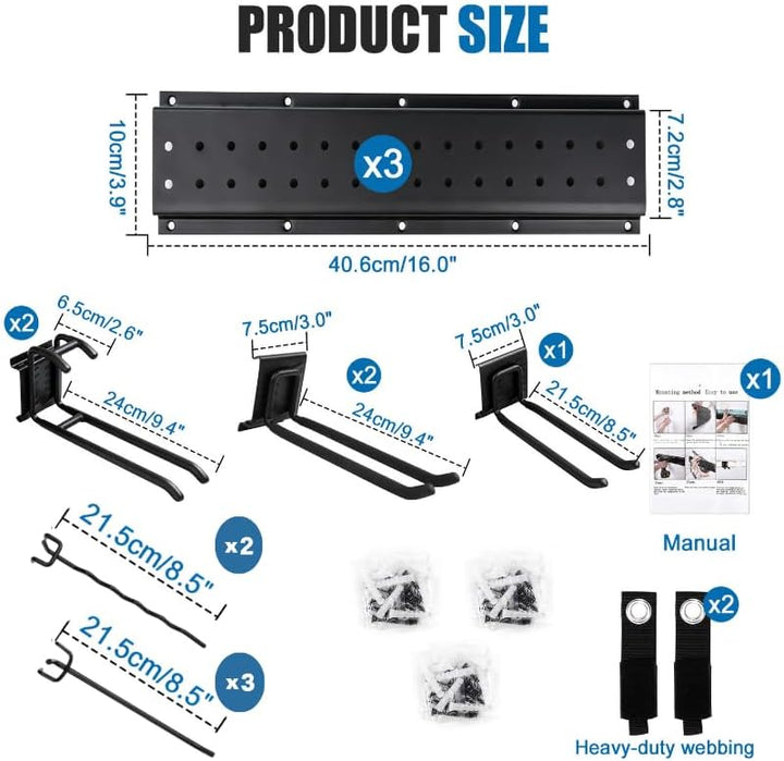 Gartengeräte Halterung,48 Zoll garage tool organizer wall mount, 3 verstellbare Platten + 10 Haken a