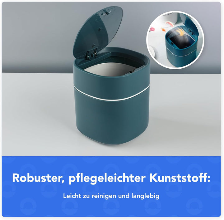Bamodi Mini Mülleimer mit Deckel für den Schreibtisch - Perfekt für kleine Räume wie Bürotisch, Auto