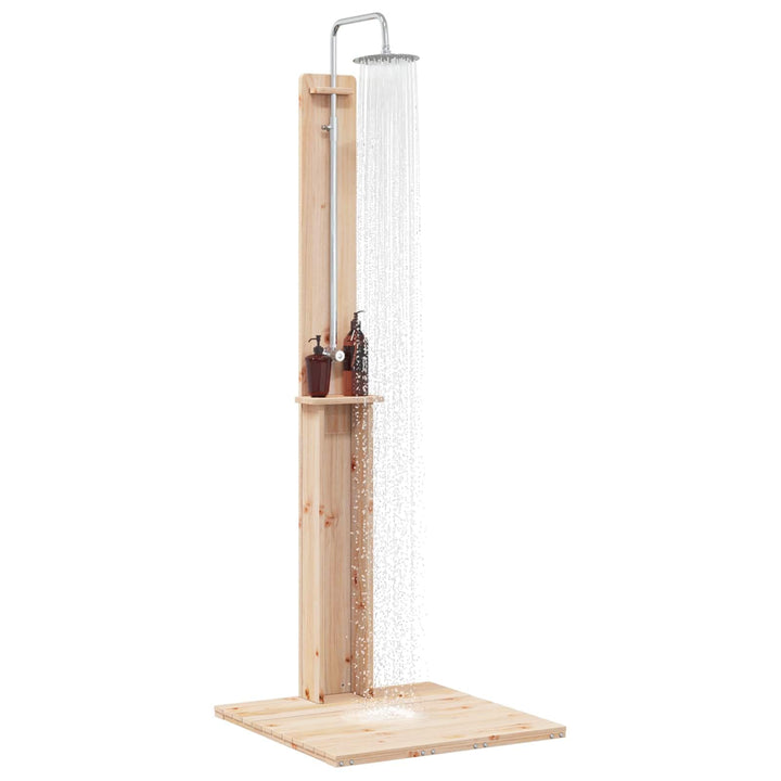 vidaXL Outdoor-Dusche Natur 75 x 76 x 217 cm Massives Kiefernholz, Garten und Terrasse, coole freist