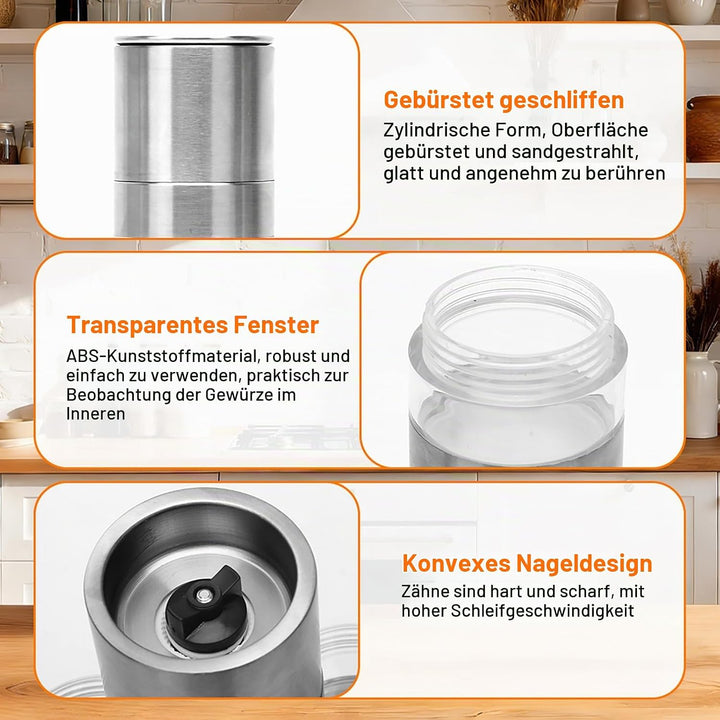 5 in 1 Gewürzstreuer, Gewürzgläser Camping mit Deckel, ABS Mini Gewürzstreuer mit Gewürzmühle, Edels