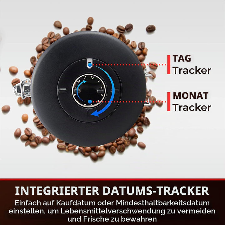 Miepls Kaffeedose aus Edelstahl, Vakuumdicht 1,8L, Speichert Kaffee frisch