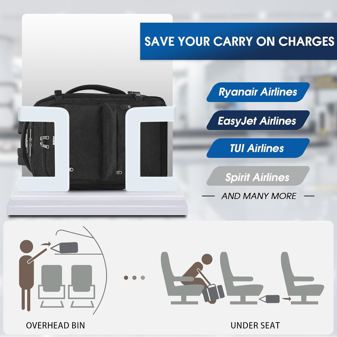 WANDF Handgepäck Rucksack 40x20x25cm für Ryanair Airlines, Untersitz-Reise-Handgepäck-Tasche mit Nas