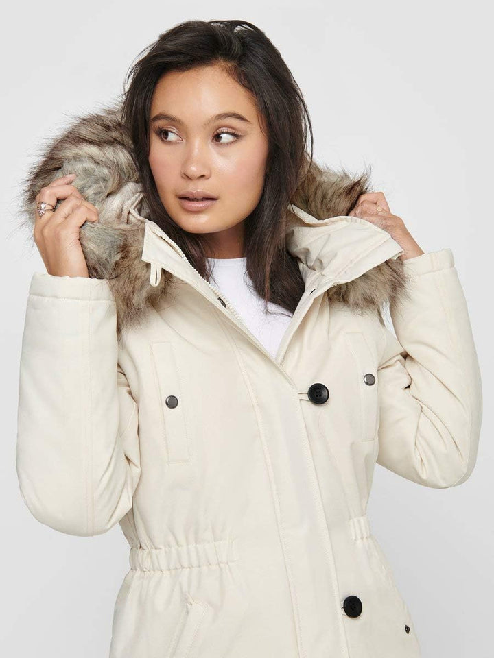 ONLY Damen ONLIRIS FUR Winter Parka CC OTW 15213755 XL Eggnog, XL Eggnog