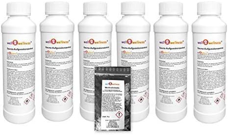 Saunaaufguss-Set 6 x 250 ml well2wellness® Saunaduftkonzentrat (freie Duftwahl) plus gratis 10g Ment