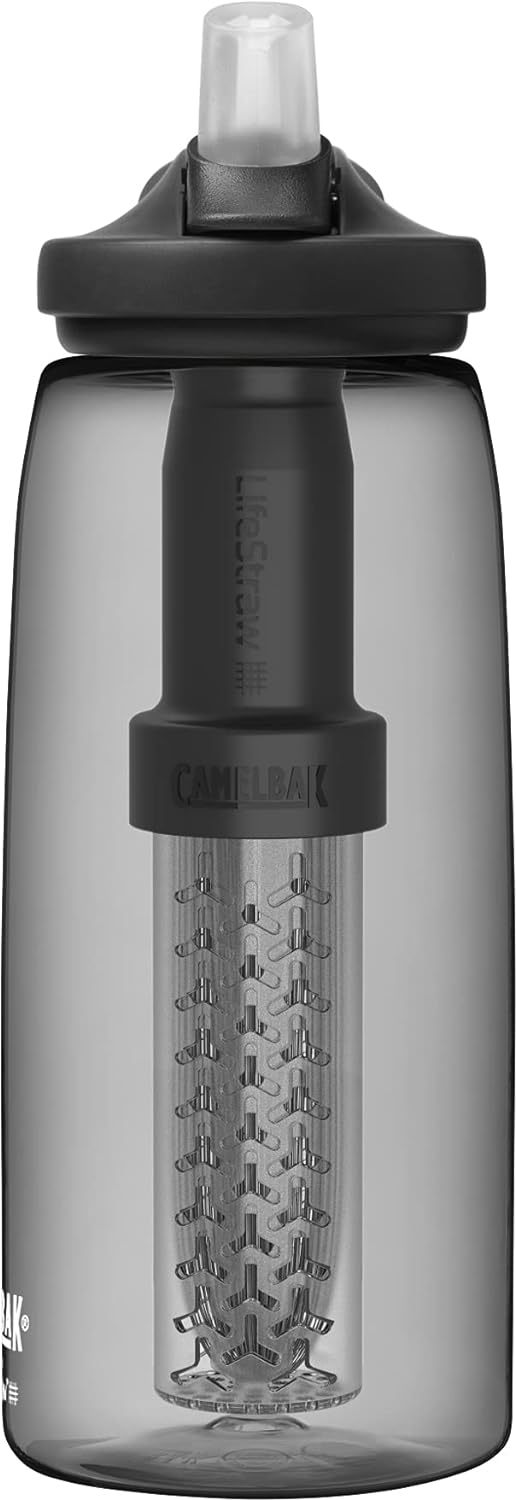 Camelbak Eddy+ gefiltert durch Lifestraw Water Bottle Holzkohle Holzkohle 1L, Holzkohle 1L