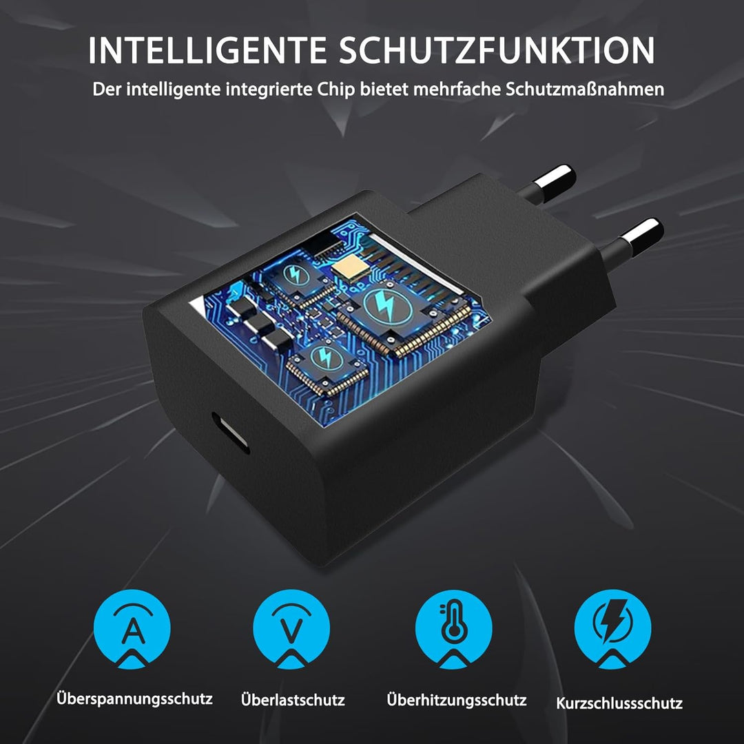 2 Pack 45W USB C Schnellladegerät mit 1.5m USB-C Ladekabel, PPS-Schnellladen Stecker für Samsung Gal