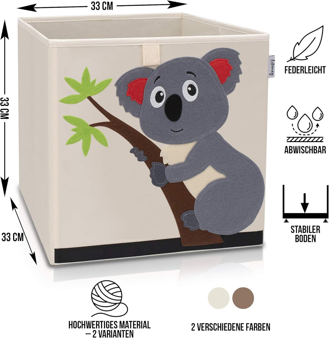 LIFENEY Aufbewahrungsbox Kinder mit Koala Motiv I Spielzeugbox mit Tiermotiv passend für Würfelregal