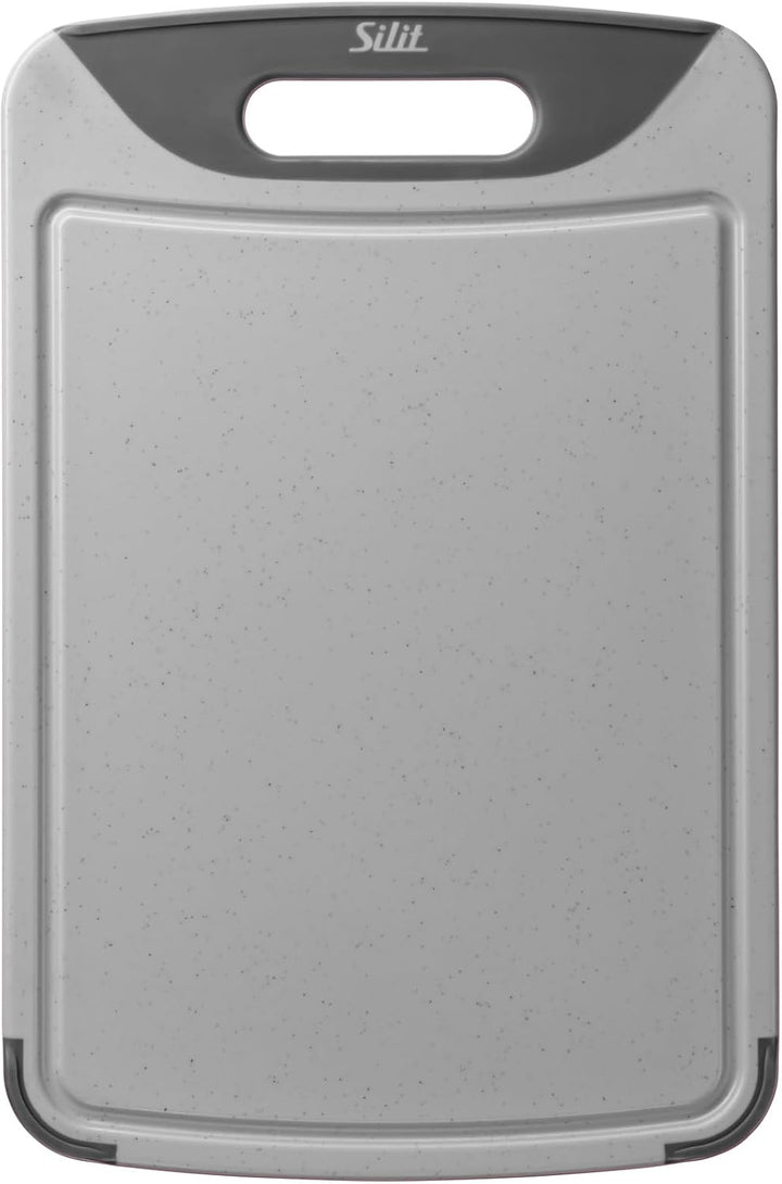 Silit Schneidebrett 38 x 25 cm rechteckig, Kunststoff, Tranchierbrett mit Saftrillen, praktischer Gr