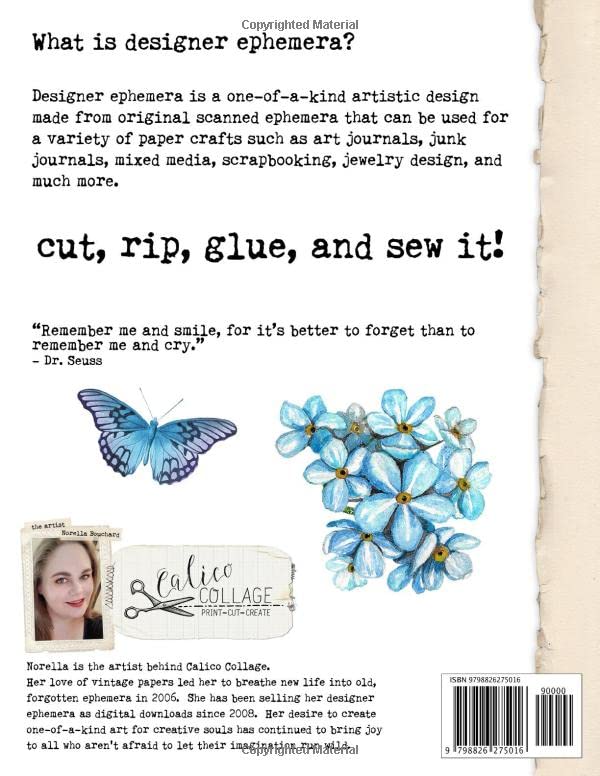 Cut & Create Forget Me Not Ephemera Book: Designer Ephemera for Junk Journals, Art Journals & Other