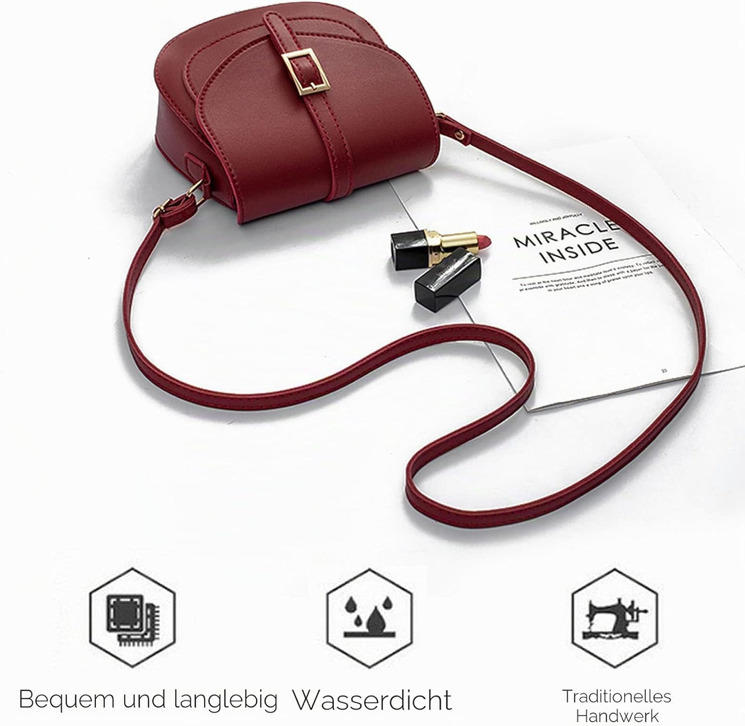 FANDARE Damen Umhängetasche Schultertasche Leder Crossbody Bag Damentasche Schulterriemen Frauen Abe