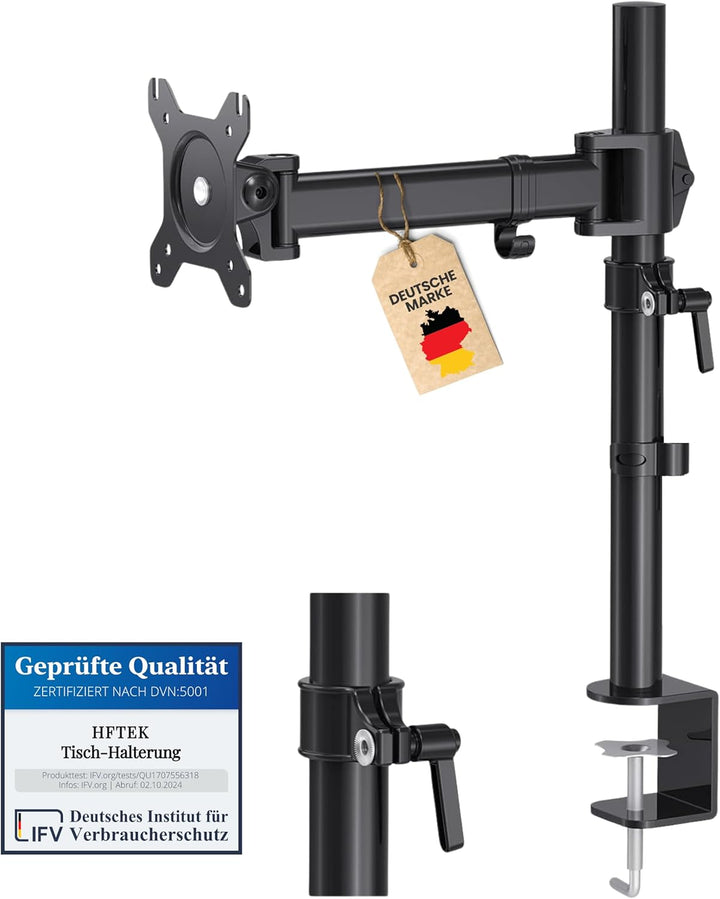 HFTEK - HF27DB - Monitor TV Tisch-Halterung Halter Bildschirmhalterung Neigbar Schwenkbar Monitorarm
