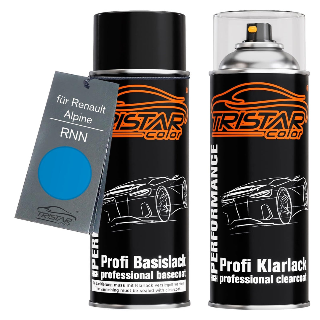 TRISTARcolor Autolack Spraydose für Renault/Alpine RNN Bleu + Klarlack | Set aus Basislack + Klarlac