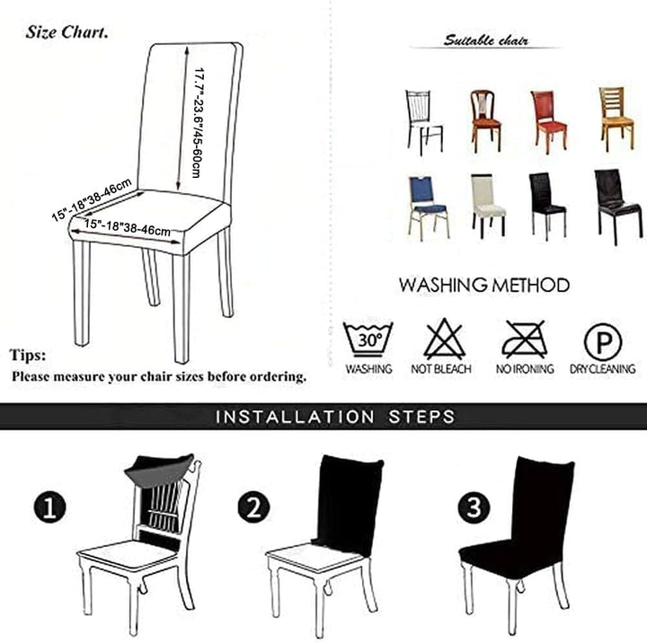 Stuhlhussen 6er/4er PU Leder Stuhlbezug wasserdichte Stretch Esszimmer Stuhlüberzug Stretch Stuhl Hu