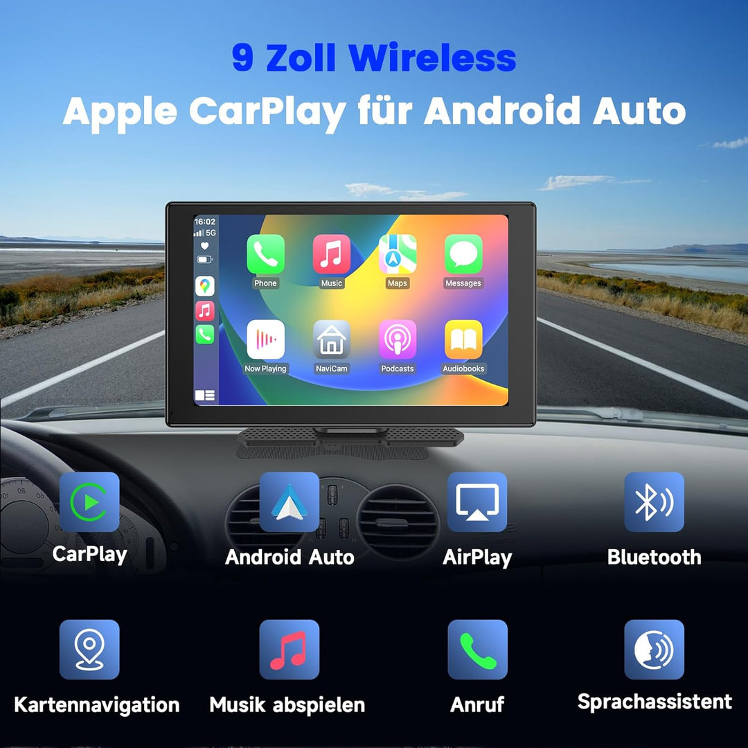 CarPlay Display Android Auto, Car Play Nachrüsten IPS Touch Screen mit 1080P Rückfahrkamera, Kabello