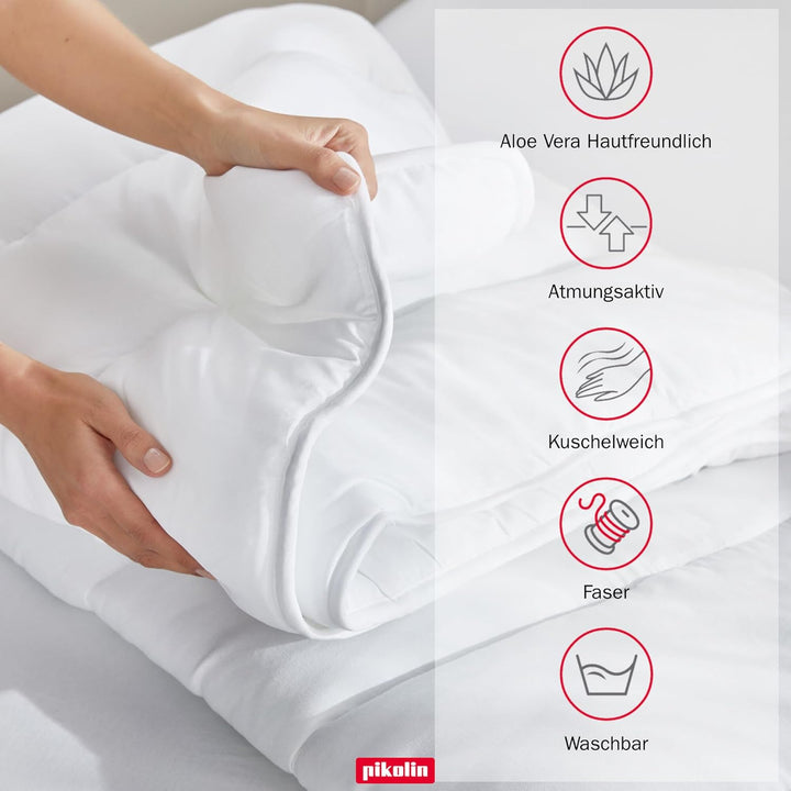 Pikolin Home - Faser-Duvet (300 g/m²) für Herbst/Winter Aloe-Vera Kissen 135/140 - 220 x 220 cm, Alo