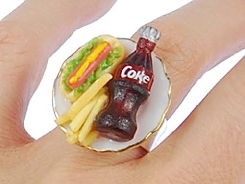 Miniblings Fast Food Ring Fingerring Limo Pommes Hot Dog Essen Limonade - Handmade Modeschmuck I Fin