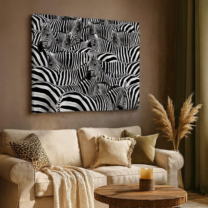 ARTTOR Bilder auf Leinwand 100x70cm Leinwandbild Tiere Zebra Streifen Gross Wanddeko Bild Schlafzimm