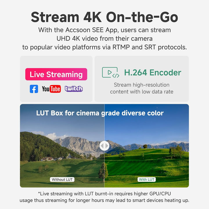 Accsoon SeeMo 4K für Android, tragbares 4K-HDMI-Videoaufnahme- und Streaming-Gerät, H.264-Encoder, U