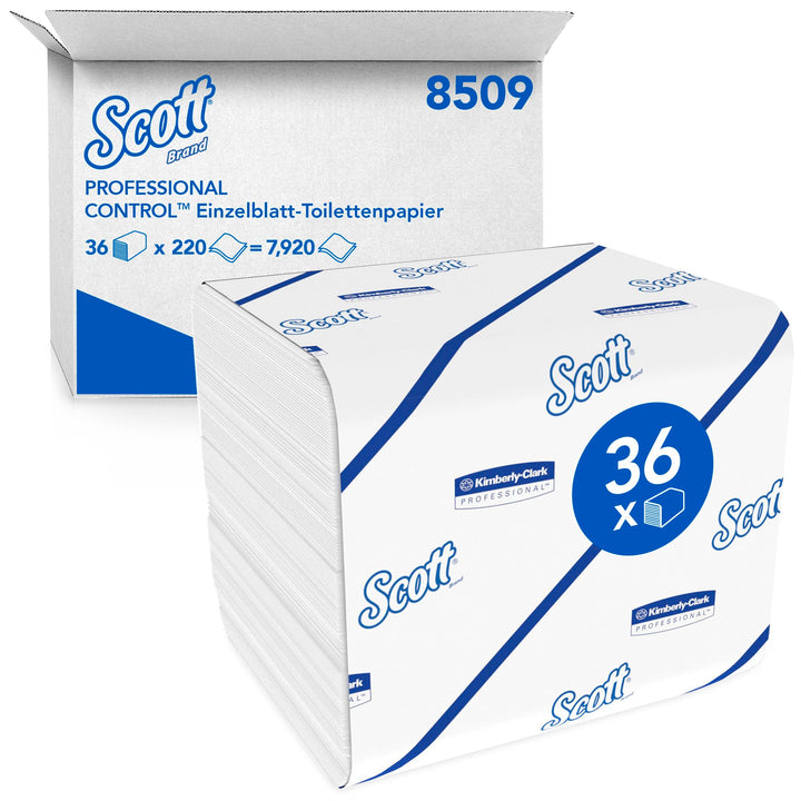 Scott Control Einzelblatt-Toilettenpapier 8509 – 2-lagiges Toilettenpapier – 36 Packungen x 220 Blat