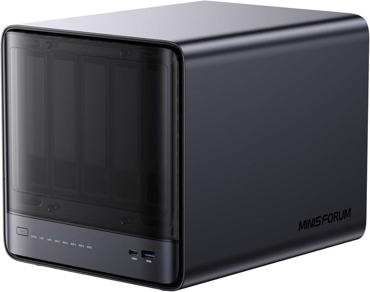 MINISFORUM N5 Pro 5-Bay Desktop NAS, Ryzen AI 9 HX Pro 370 12C/24T CPU, ECC-Unterstützung, 128GB SSD