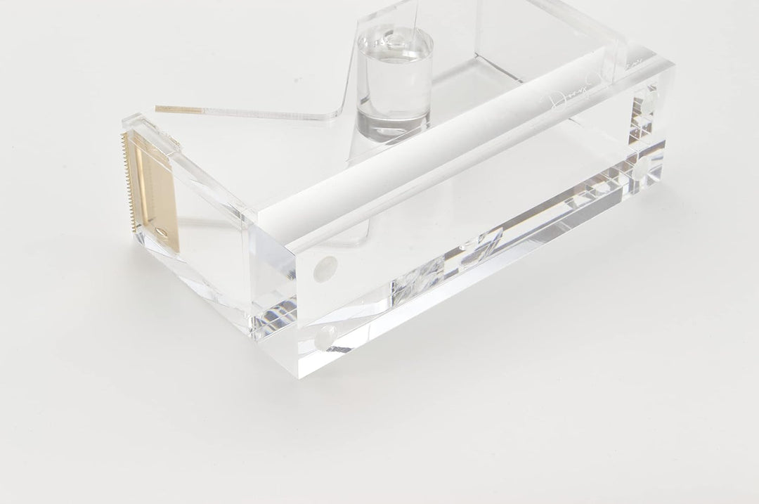 Dany Marcus Klebebandabroller, eleganter, grosser Tischabroller aus transparentem Acryl (Transparent