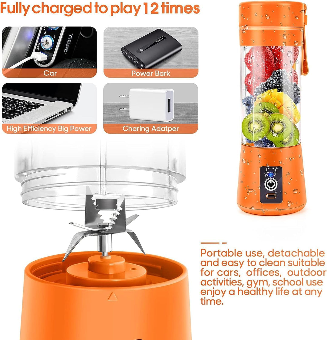 Miaoke tragbarer Mixer, persönlicher Mini-Saftmixer mit sechs Klingen in 3D, über USB aufladbar, Ent