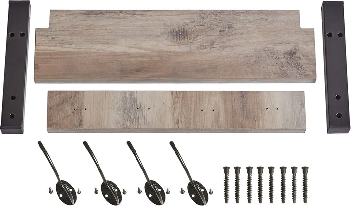 YMYNY Wandgarderoben mit Ablage, 2er Set Wandregal in einem Paket, Garderobenhaken mit 8 Doppelhaken