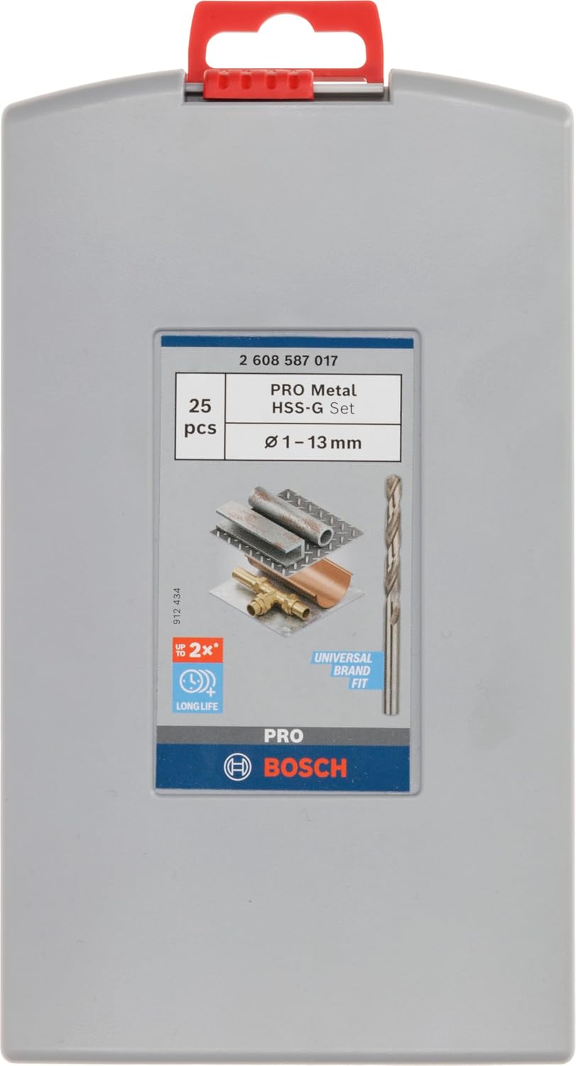 Bosch Professional 25tlg. HSS-G ProBox Metallbohrer-Set (für Stahl, Ø 1-13 mm, Zubehör Bohrschrauber