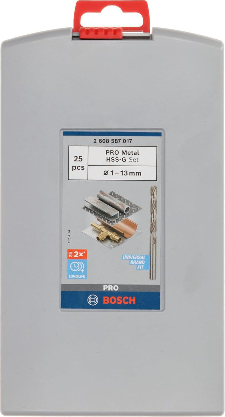 Bosch Professional 25tlg. HSS-G ProBox Metallbohrer-Set (für Stahl, Ø 1-13 mm, Zubehör Bohrschrauber