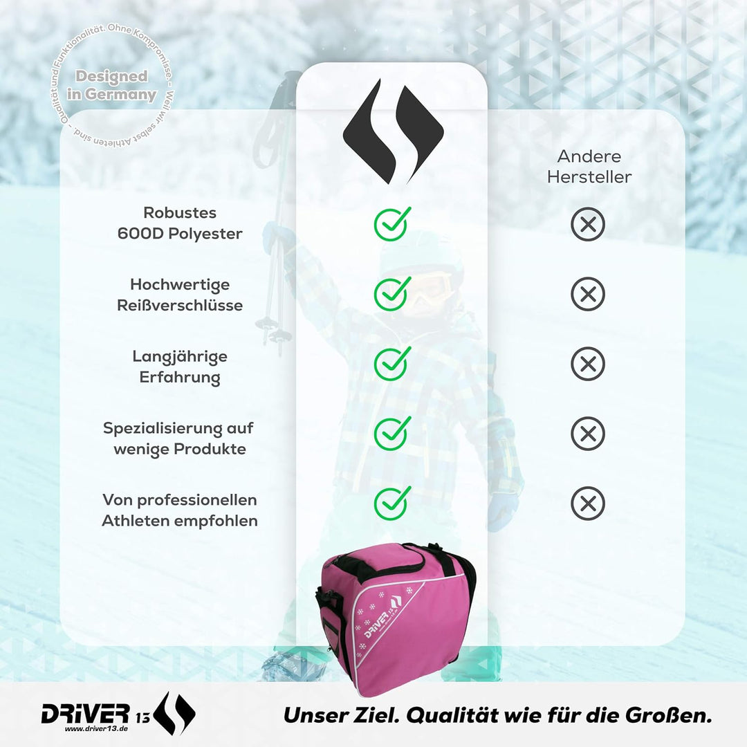 Driver13 Kinder Skistiefeltasche, Designed in Deutschland und seit vielen Jahren bewährt Pink, Pink