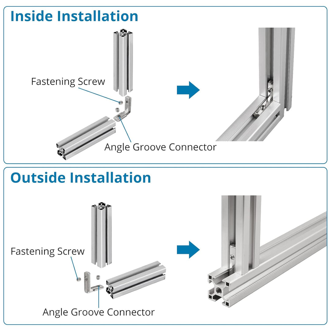AUTOUTLET 20x T Slot T-Nut Innenwinkel, Aluminium Profil 2020 Nut 6 M4 Aussenwinkel Zinklegierung Kl
