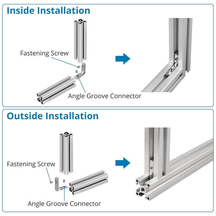 AUTOUTLET 20x T Slot T-Nut Innenwinkel, Aluminium Profil 2020 Nut 6 M4 Aussenwinkel Zinklegierung Kl