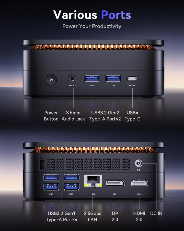 NiPoGi Gust G1 Mini Gaming PC W-11 Pro ΑΜD Ryzen 9 8945HS(8C/16T,Biz zu 5.2GHz) 16GB+16GB DDR5 5600M