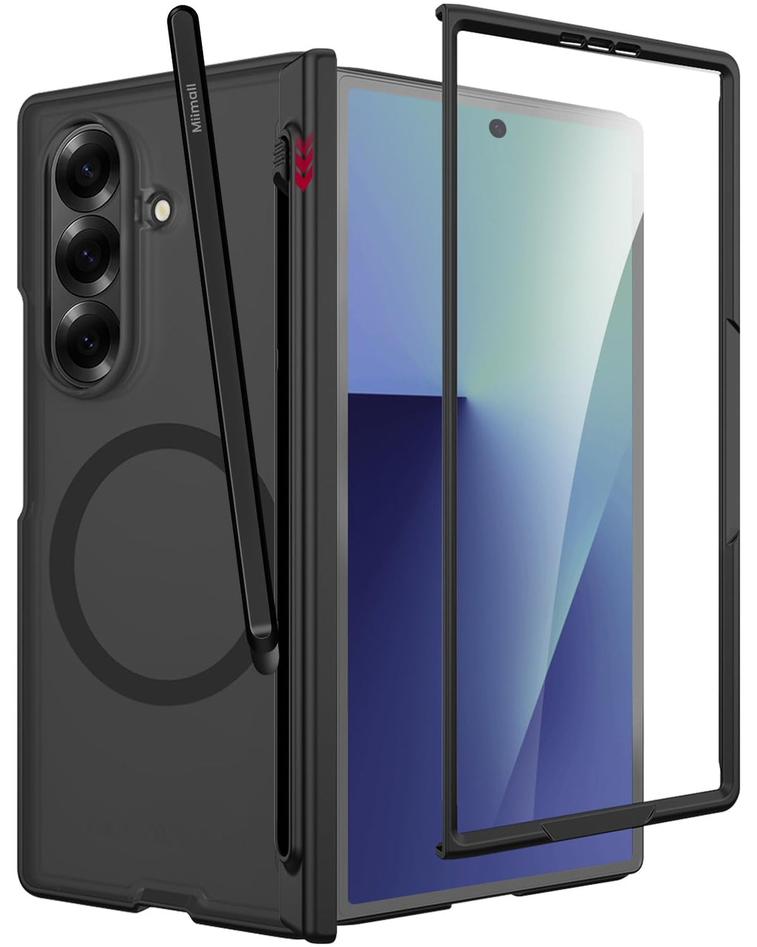 Miimall Kompatibel mit Samsung Galaxy Z Fold 7 Hülle mit Pen Mag-Safe, HD Displayschutz & Scharniers