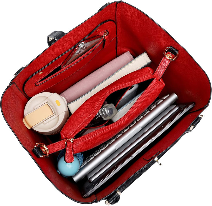 SQLP Damen Henkeltaschen Leder Gross Kapazität Shopper Tasche Student Schultasche Arbeit Handtasche