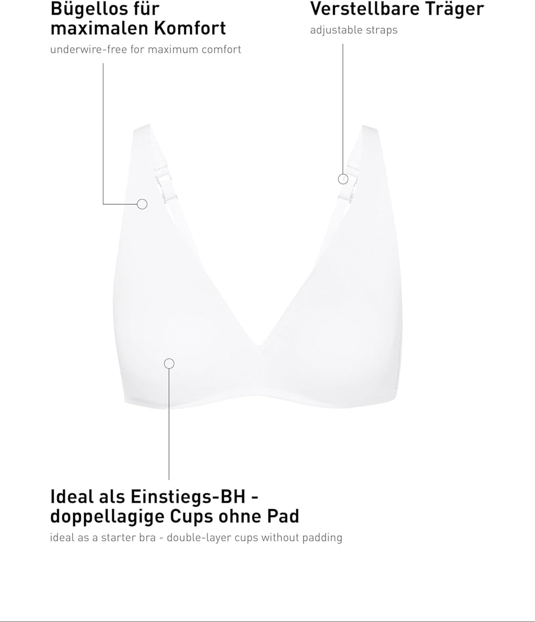 CALIDA Natural Comfort Soft-BH, triangelform Damen, verstellbare Träger, bügellos, aus hochwertiger