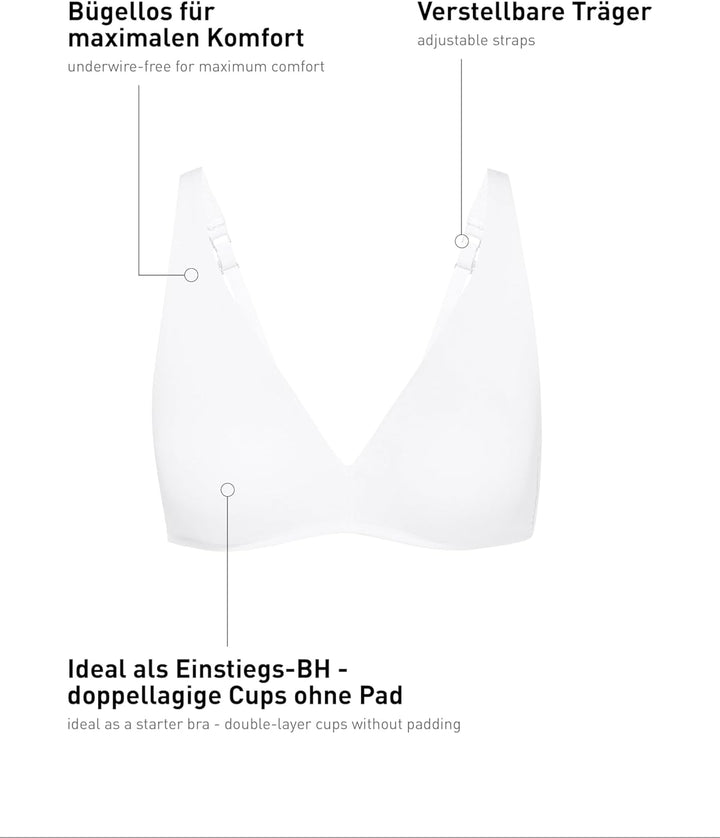 CALIDA Natural Comfort Soft-BH, triangelform Damen, verstellbare Träger, bügellos, aus hochwertiger