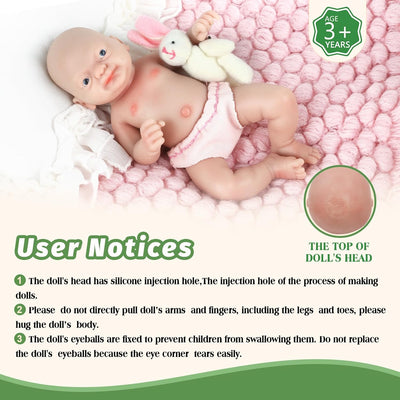 Vollence Mini-Reborn-Puppe Mädchen Micro-Frühchen Ganzkörper-Silikon lebensechte Mini-Reborn-Puppe Ü