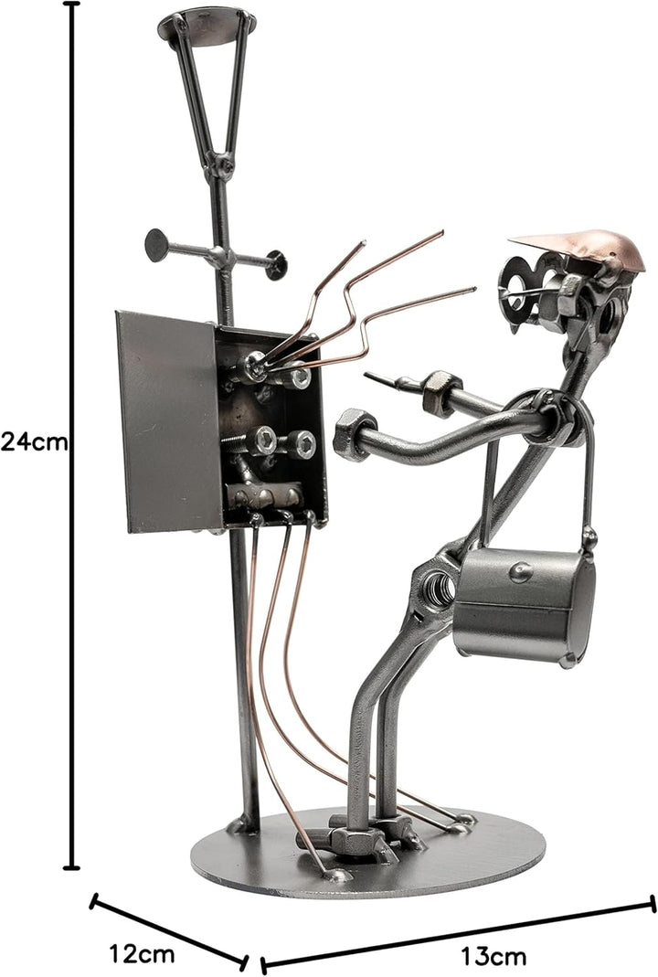 STEEMO Schraubenmännchen Elektriker Handwerker Geschenk Metall-Deko 13x12x24 cm