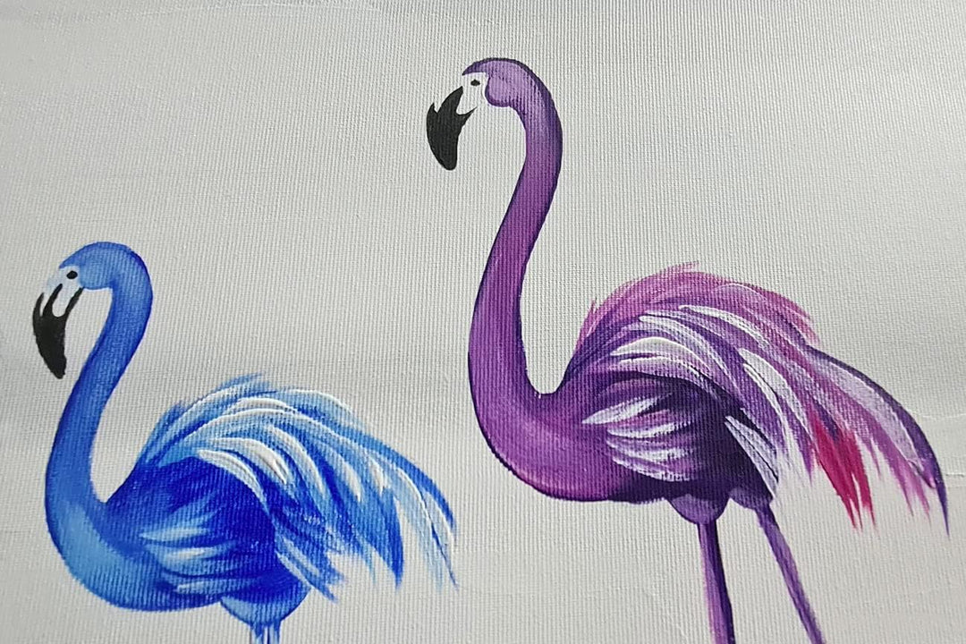 Monica Mirafiori I 100% HANDGEMALT I Gemälde Flamingos 140x70cm | Gemälde Handgemalt | Acrylgemälde
